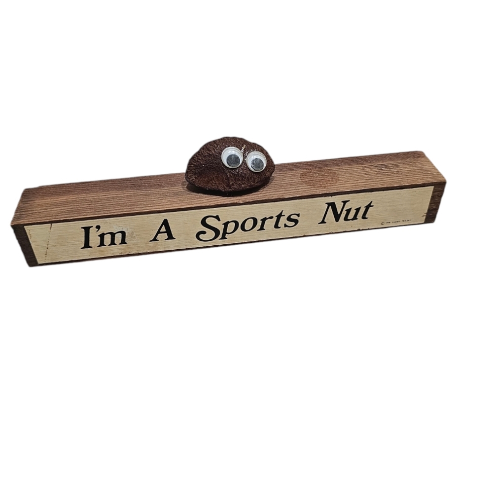 1978 I'm a Sports Nut Man Cave Decor Placard Desk Ornament Mens Office Dad Funny